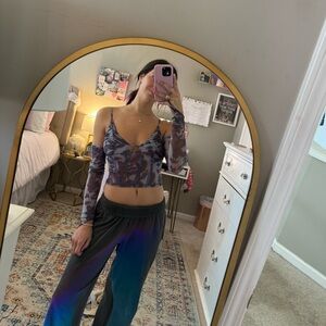 Urban Outfitters UO Ziggy Purple Paisley Print Cold Shoulder Corset Top